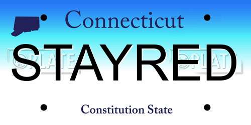 STAYRED Connecticut License Plate