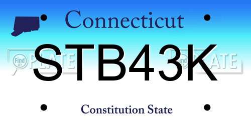 STB43K Connecticut License Plate
