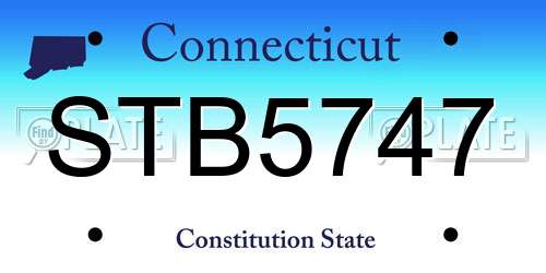 STB5747 Connecticut License Plate