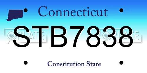 STB7838 Connecticut License Plate