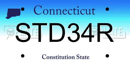 STD34R Connecticut License Plate