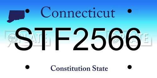 STF2566 Connecticut License Plate