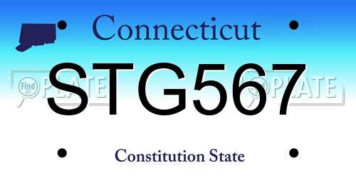 STG567 Connecticut License Plate
