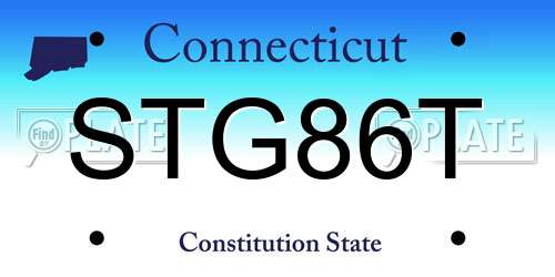 STG86T Connecticut License Plate