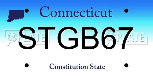 STGB67 Connecticut License Plate