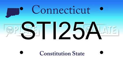STI25A Connecticut License Plate