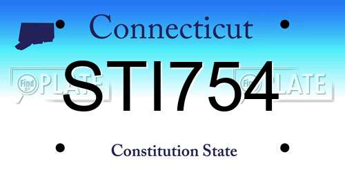 STI754 Connecticut License Plate