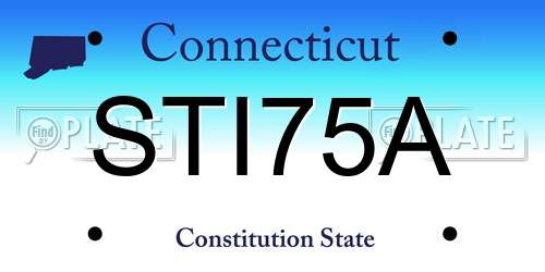 STI75A Connecticut License Plate