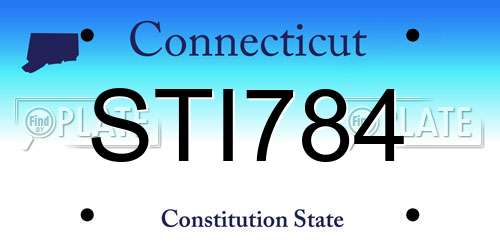 STI784 Connecticut License Plate