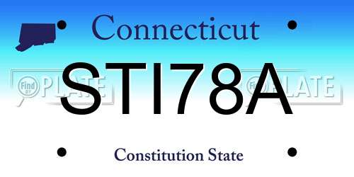 STI78A Connecticut License Plate