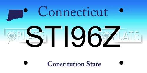 STI96Z Connecticut License Plate