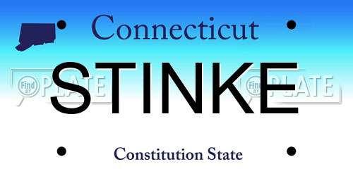 STINKE Connecticut License Plate