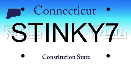 STINKY7 Connecticut License Plate