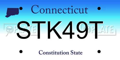 STK49T Connecticut License Plate