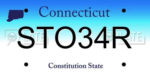 STO34R Connecticut License Plate