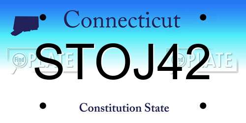 STOJ42 Connecticut License Plate