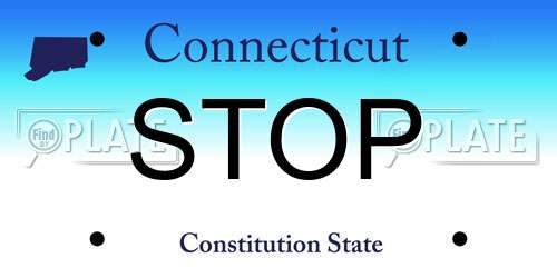 STOP Connecticut License Plate
