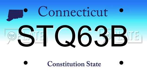 STQ63B Connecticut License Plate