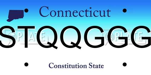 STQQGGG Connecticut License Plate