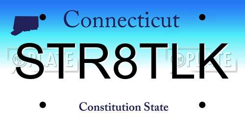 STR8TLK Connecticut License Plate