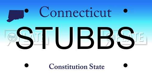 STUBBS Connecticut License Plate