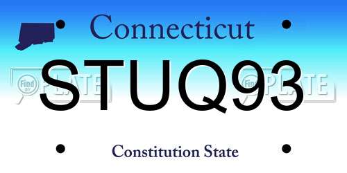 STUQ93 Connecticut License Plate
