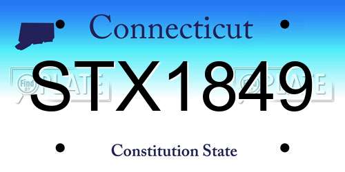 STX1849 Connecticut License Plate