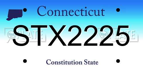 STX2225 Connecticut License Plate