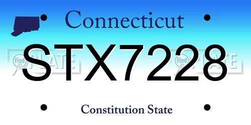 STX7228 Connecticut License Plate