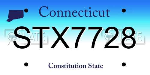 STX7728 Connecticut License Plate