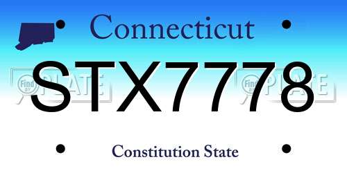 STX7778 Connecticut License Plate