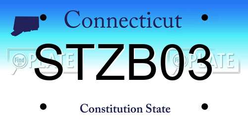 STZB03 Connecticut License Plate