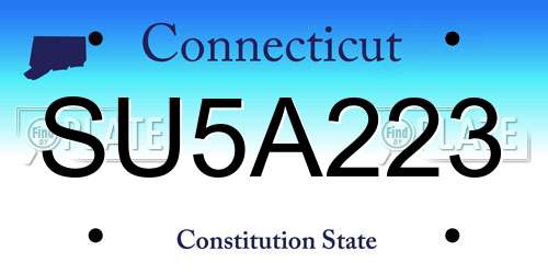 SU5A223 Connecticut License Plate