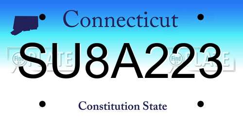 SU8A223 Connecticut License Plate