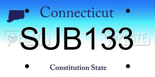 SUB133 Connecticut License Plate
