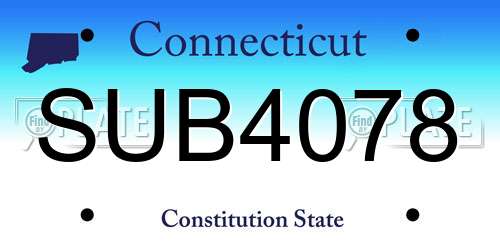SUB4078 Connecticut License Plate