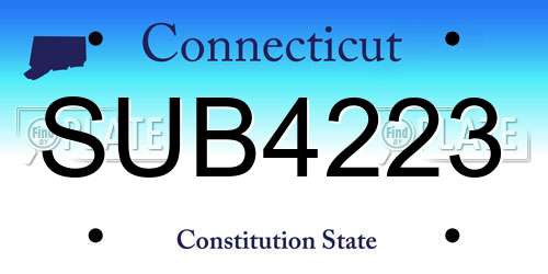 SUB4223 Connecticut License Plate