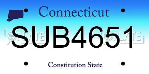 SUB4651 Connecticut License Plate