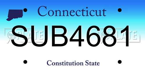 SUB4681 Connecticut License Plate