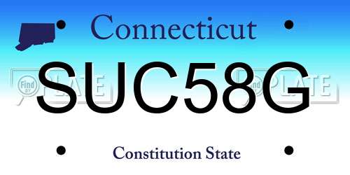 SUC58G Connecticut License Plate