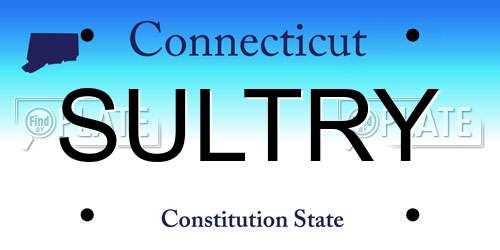 SULTRY Connecticut License Plate