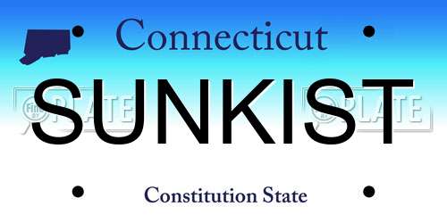 SUNKIST Connecticut License Plate