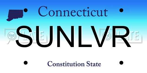 SUNLVR Connecticut License Plate