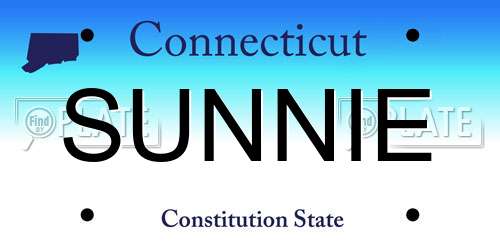 SUNNIE Connecticut License Plate