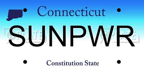 SUNPWR Connecticut License Plate