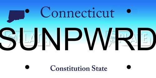SUNPWRD Connecticut License Plate
