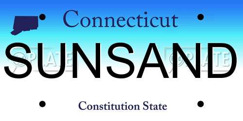SUNSAND Connecticut License Plate