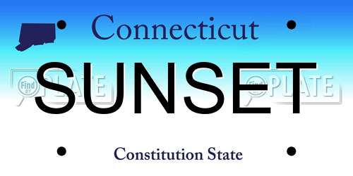 SUNSET Connecticut License Plate