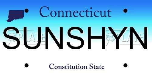 SUNSHYN Connecticut License Plate