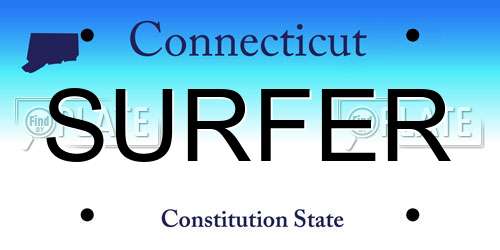 SURFER Connecticut License Plate